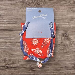 Universal Thread Bandana Print Necklace & Pouch Set Multicolor Casual